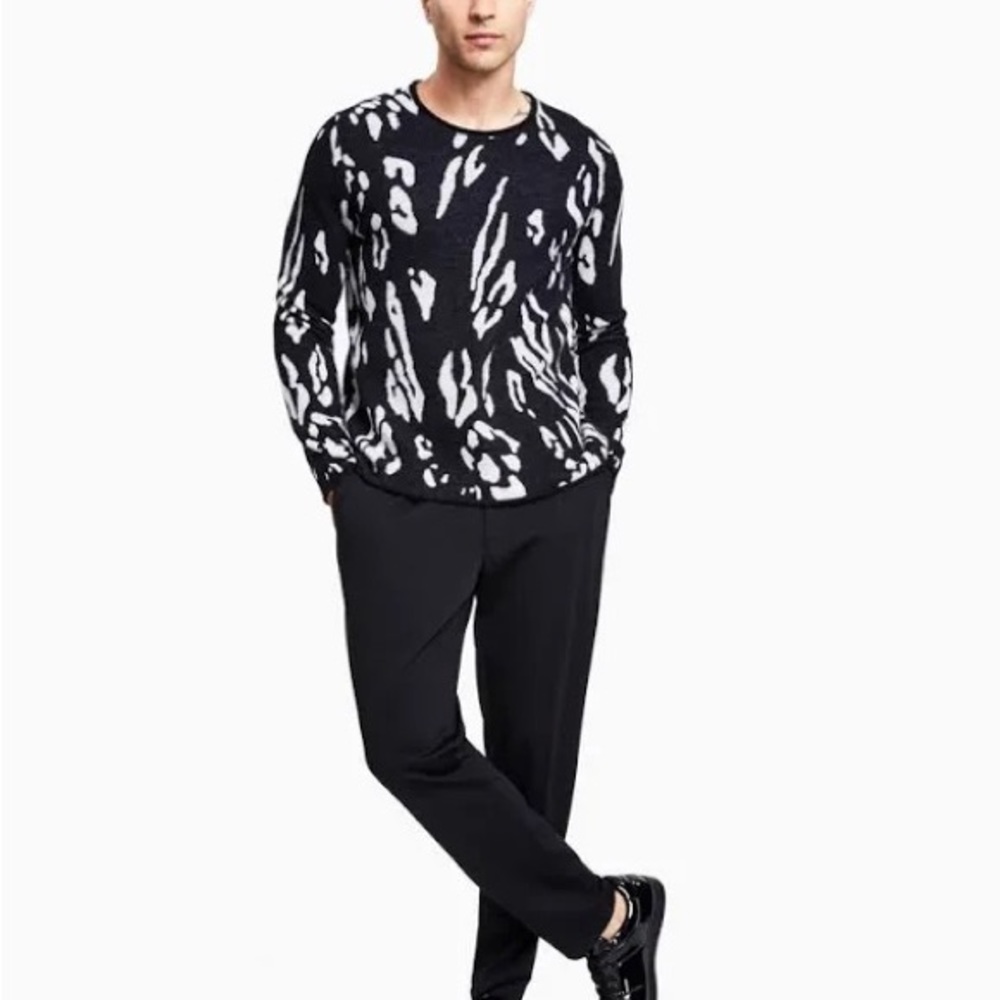 INC - Leopard Sweater - Black and Grey - Wool and Cashmere - Size XL